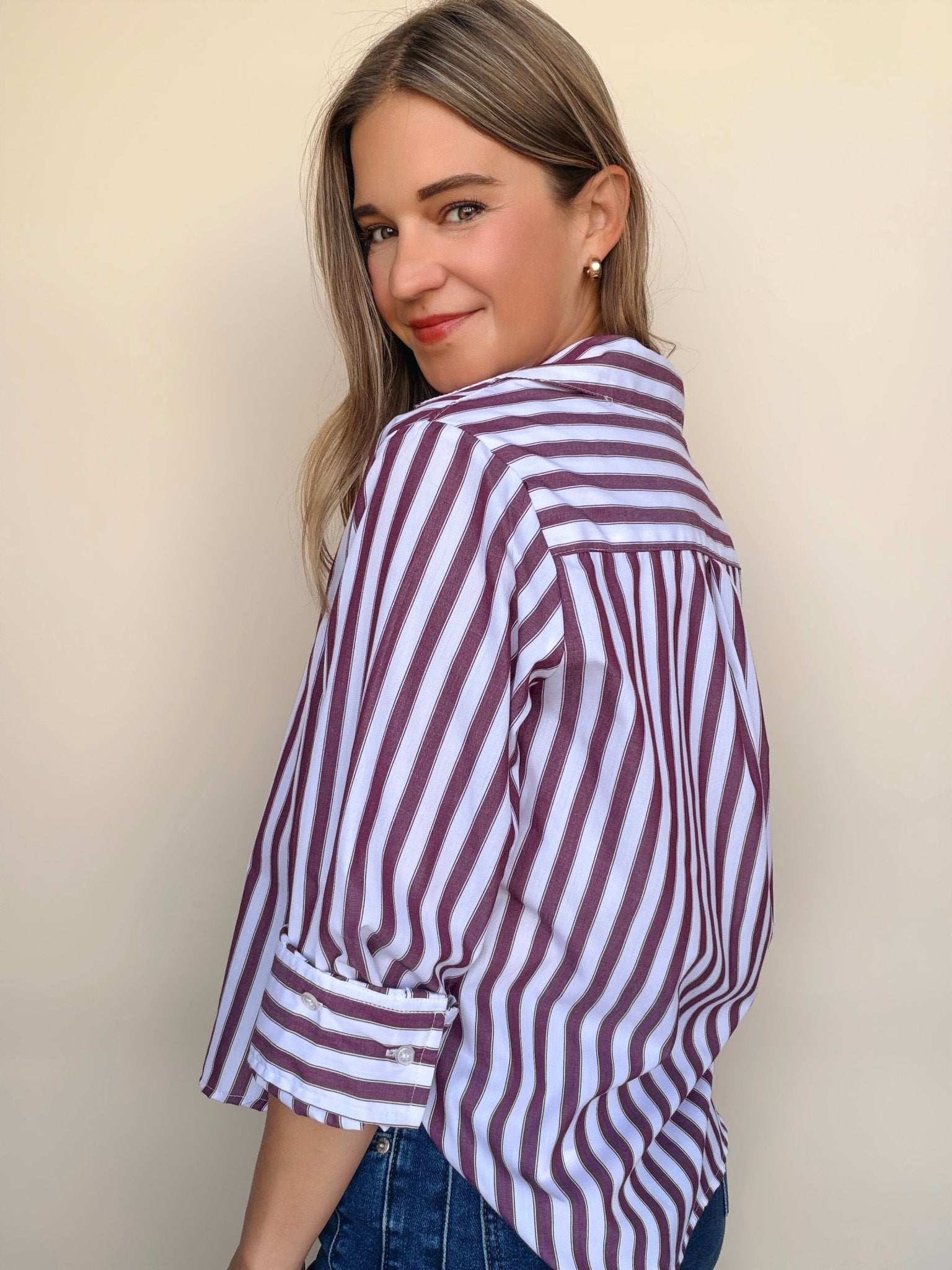 Valencia Stripe Button Down Top - Elle Maxine