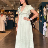 Valerie Lace Trimmed Satin Maxi Dress - Elle Maxine