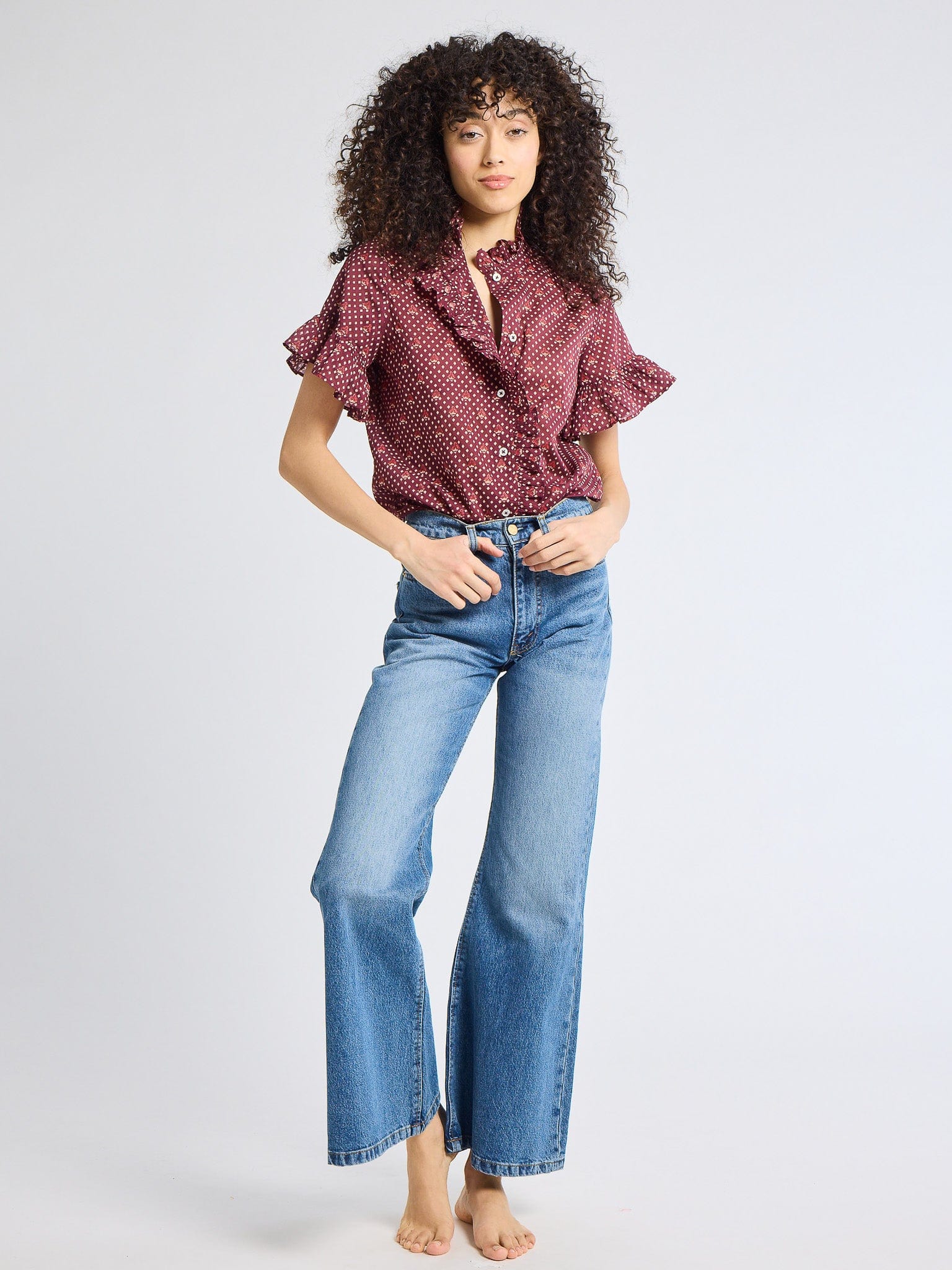 Vanessa Top - Burgundy Foulard - Elle Maxine