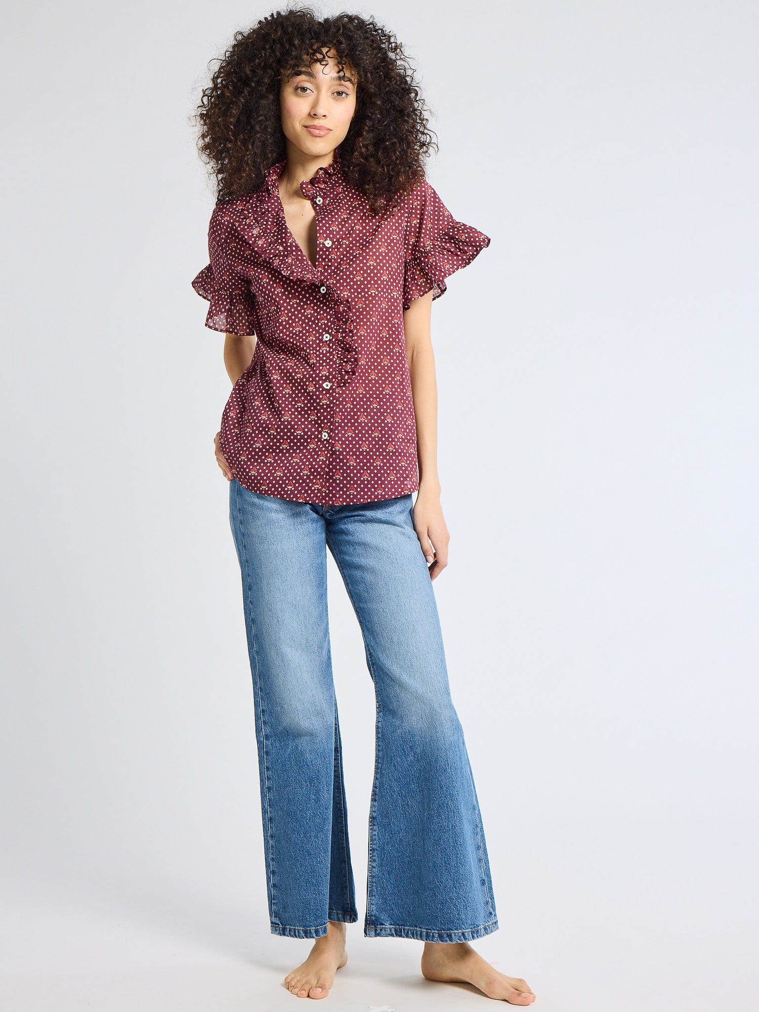 Vanessa Top - Burgundy Foulard - Elle Maxine