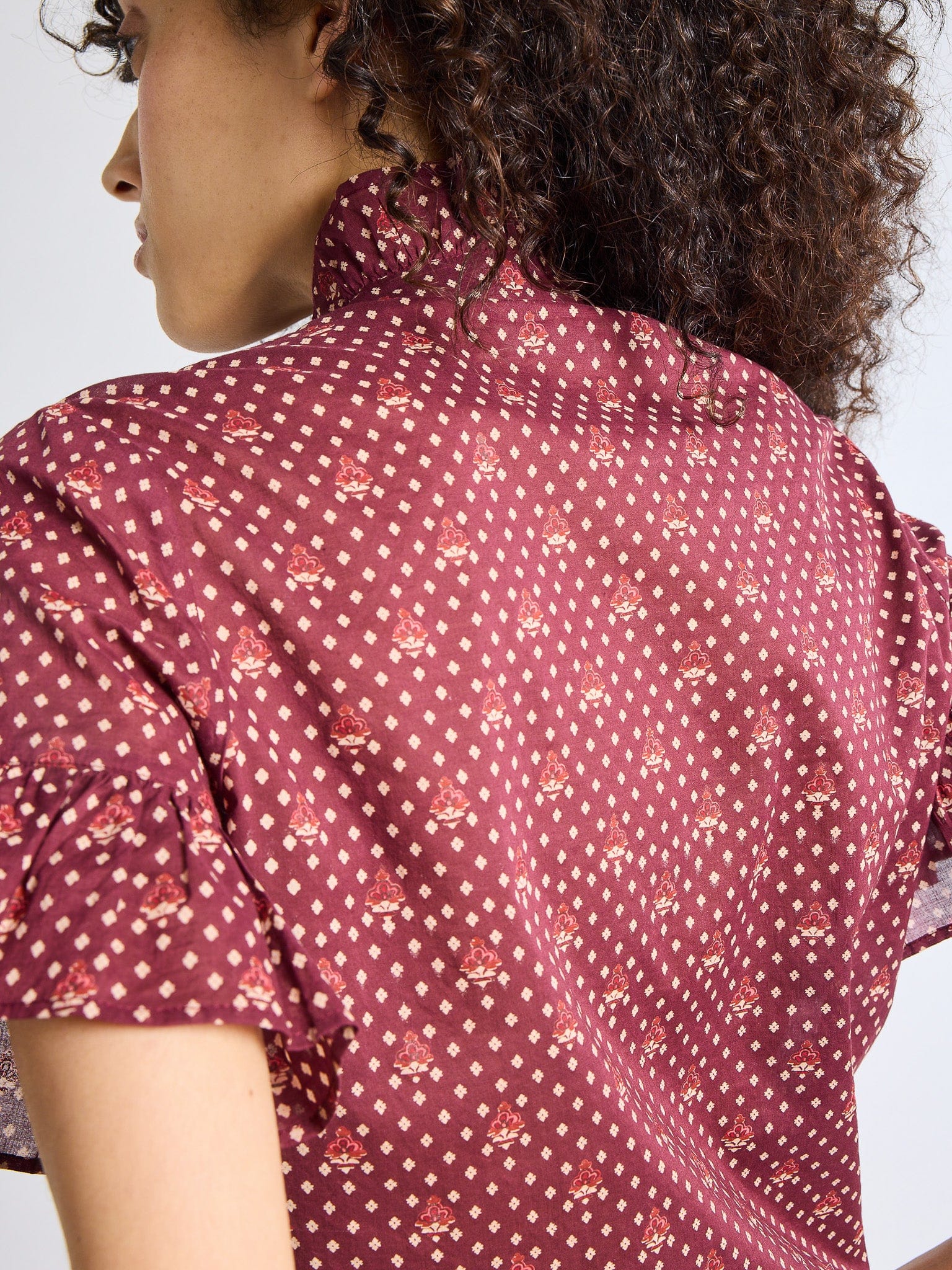 Vanessa Top - Burgundy Foulard - Elle Maxine