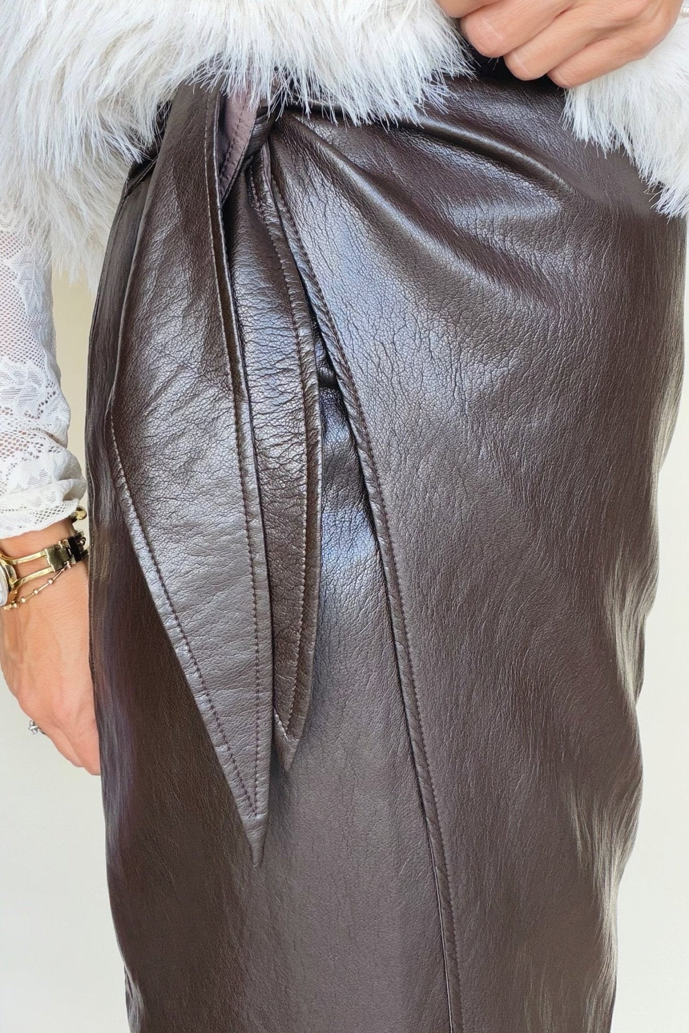 Vega Faux Leather Wrap Skirt - Elle Maxine