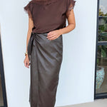 Vega Faux Leather Wrap Skirt - Elle Maxine