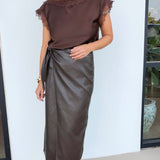 Vega Faux Leather Wrap Skirt - Elle Maxine