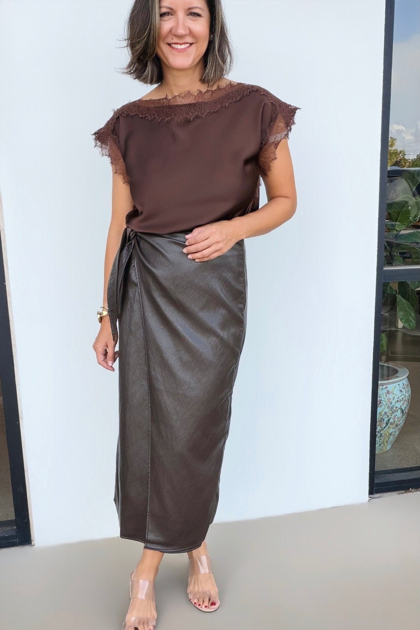 Vega Faux Leather Wrap Skirt - Elle Maxine