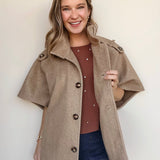 Vera Wool Blend Cape Jacket - Elle Maxine