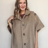 Vera Wool Blend Cape Jacket - Elle Maxine