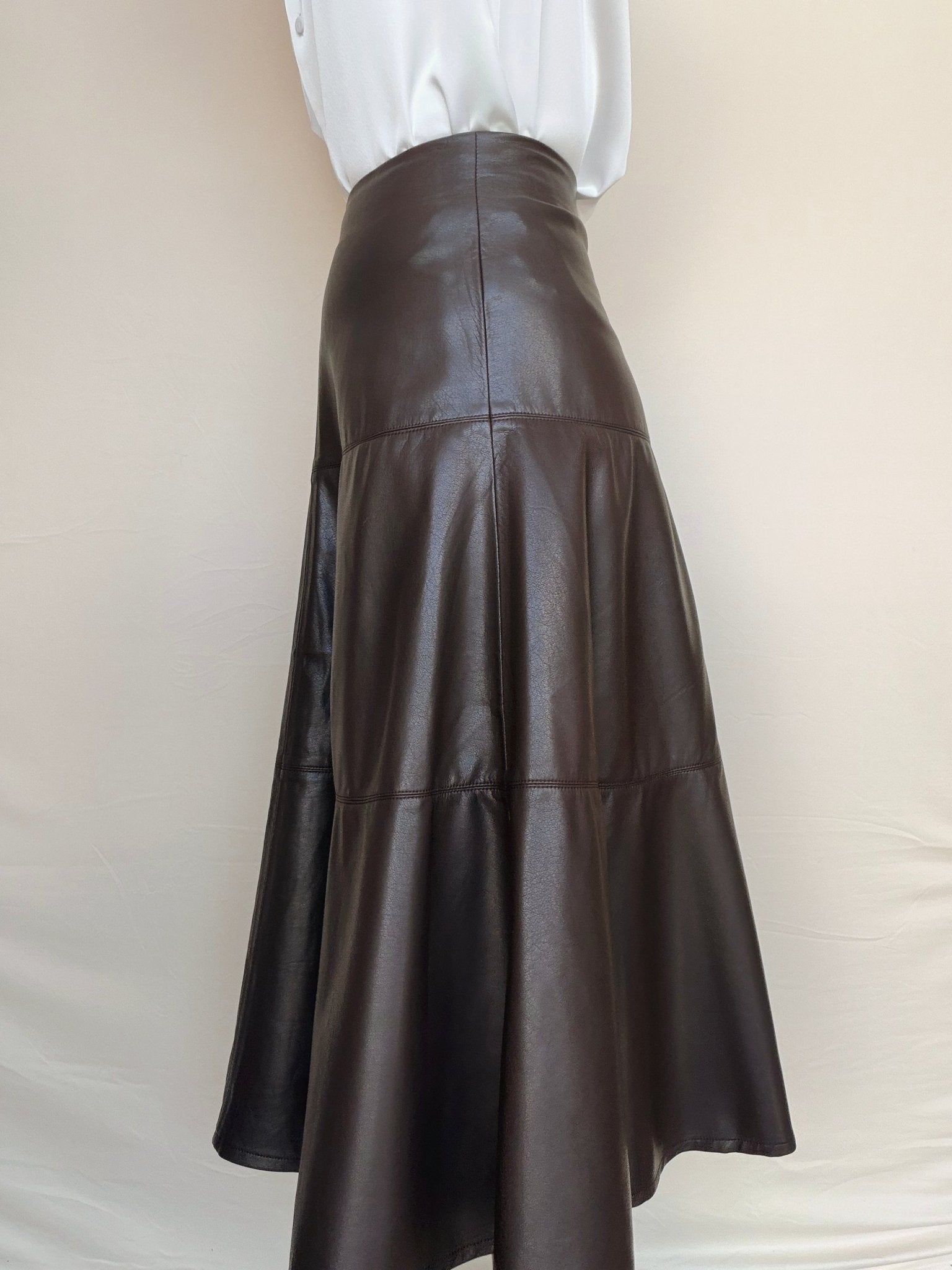 Vi Vegan Leather Midi Skirt - Elle Maxine