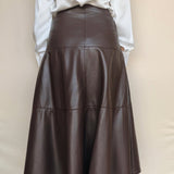 Vi Vegan Leather Midi Skirt - Elle Maxine