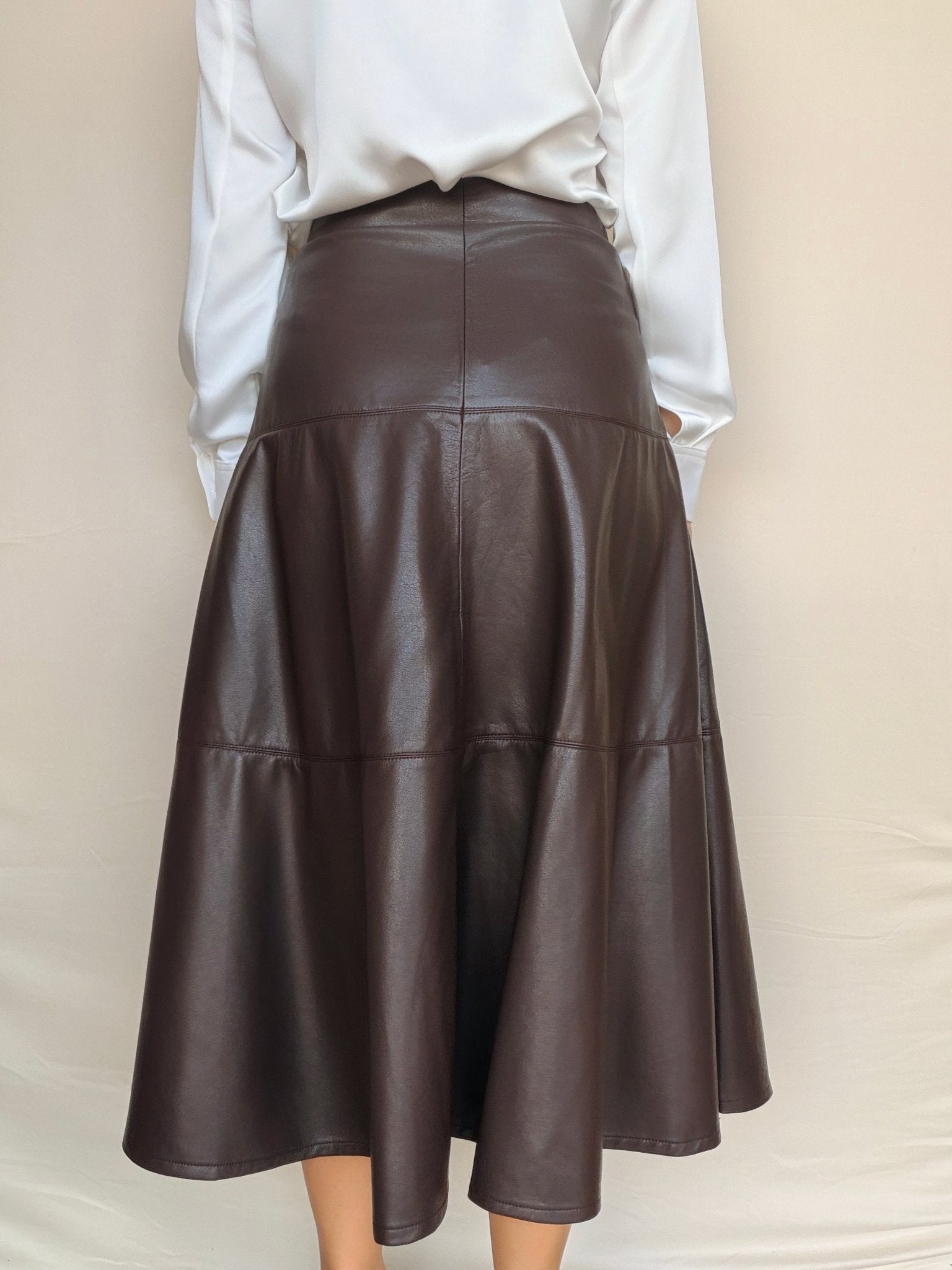 Vi Vegan Leather Midi Skirt - Elle Maxine