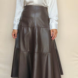 Vi Vegan Leather Midi Skirt - Elle Maxine