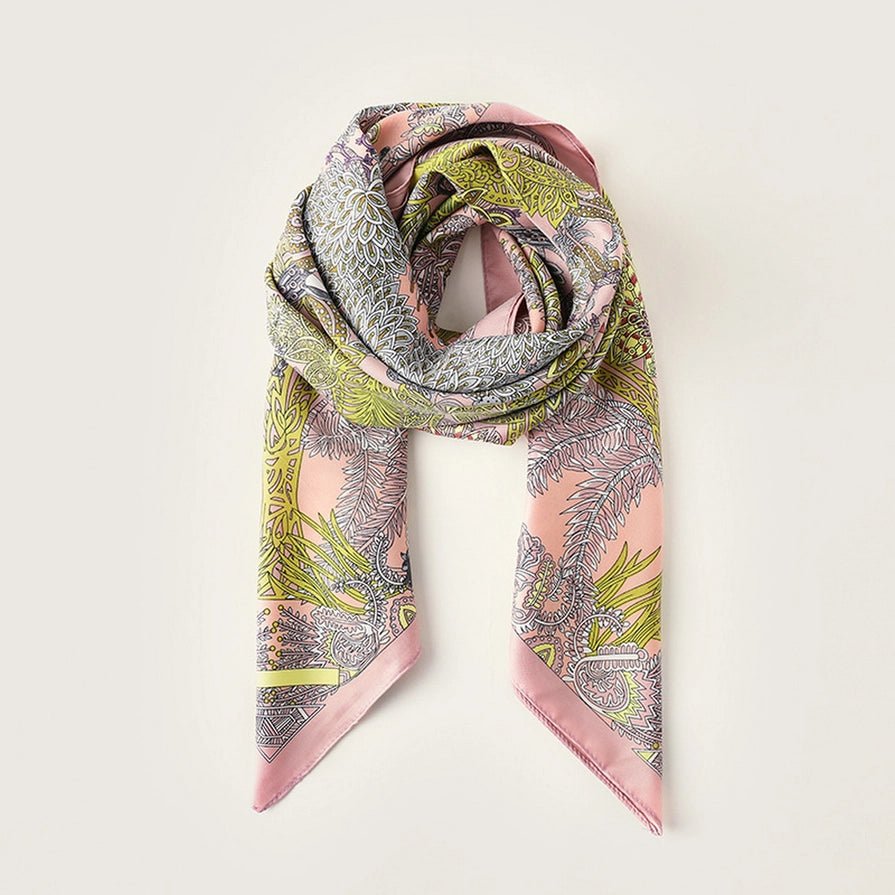Vintage Tree Square Scarf - Pink - Elle Maxine