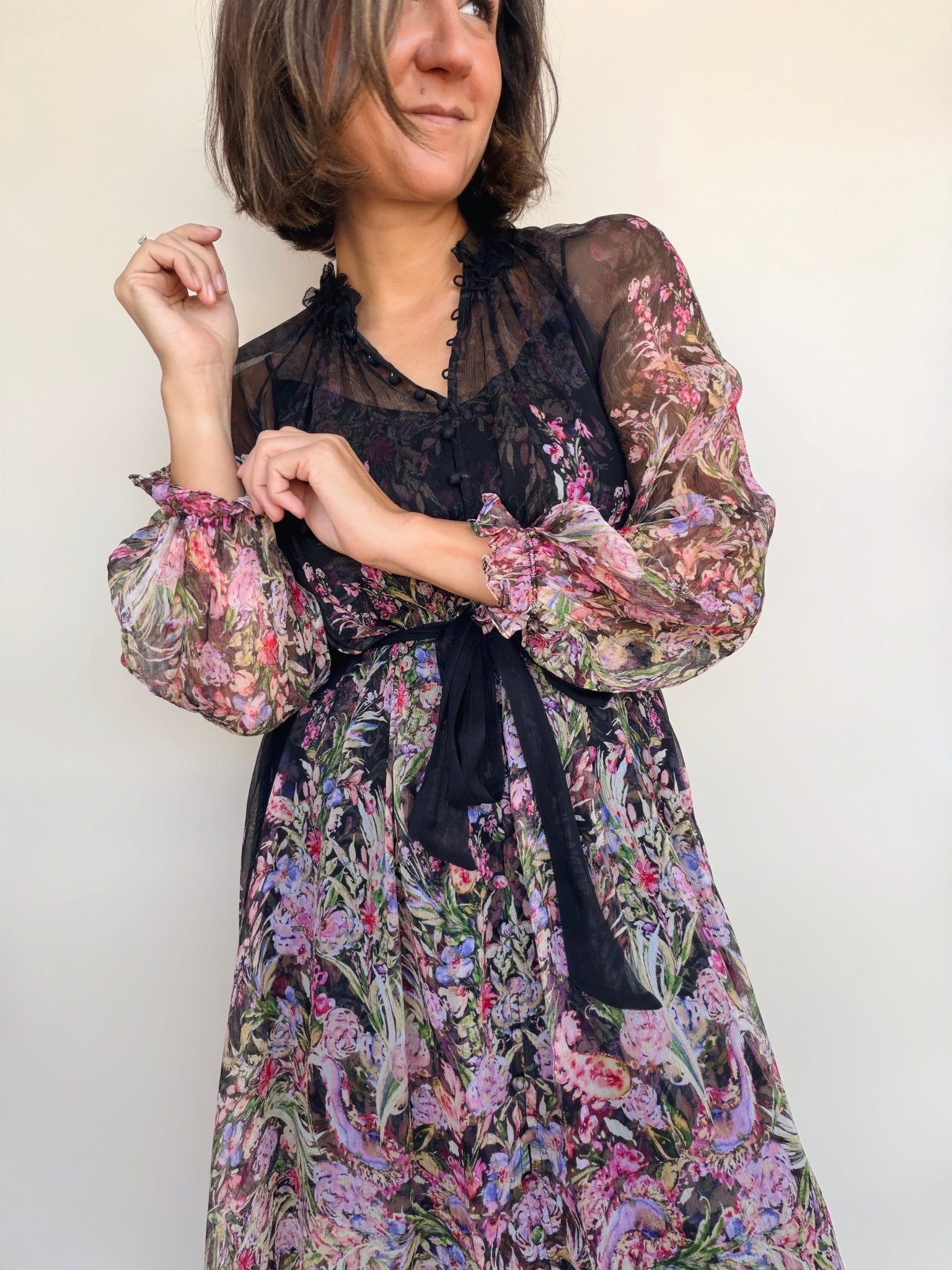 Viola Floral Silk Dress - Elle Maxine