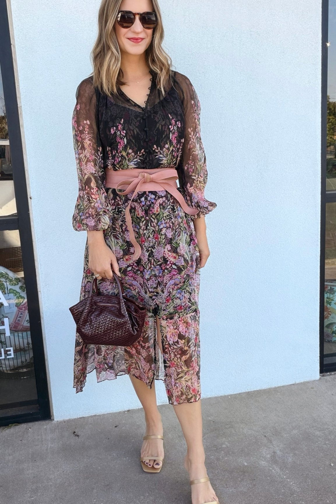 Viola Floral Silk Dress - Elle Maxine