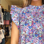Violet Floral Ruffle Sleeve Dress - Elle Maxine