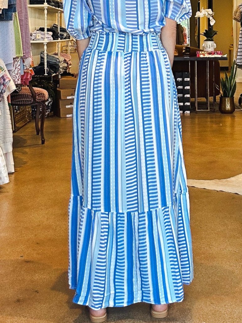 Vivian Skirt - Stripe Blue - Elle Maxine