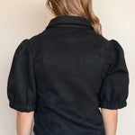 Vynessa Faux Suede Piping Detail Top - Elle Maxine