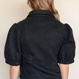 Vynessa Faux Suede Piping Detail Top - Elle Maxine