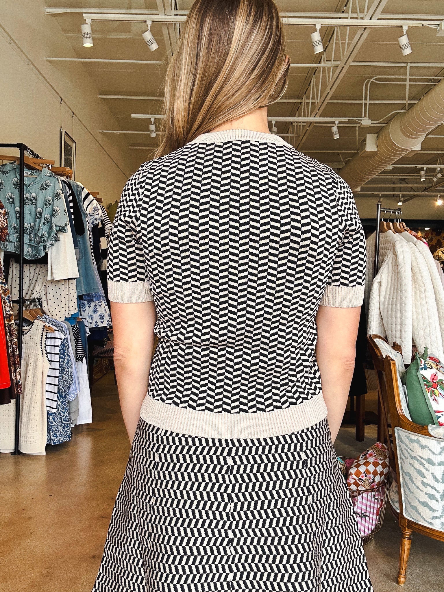 Warren Knit Top - Black/Tan - Elle Maxine