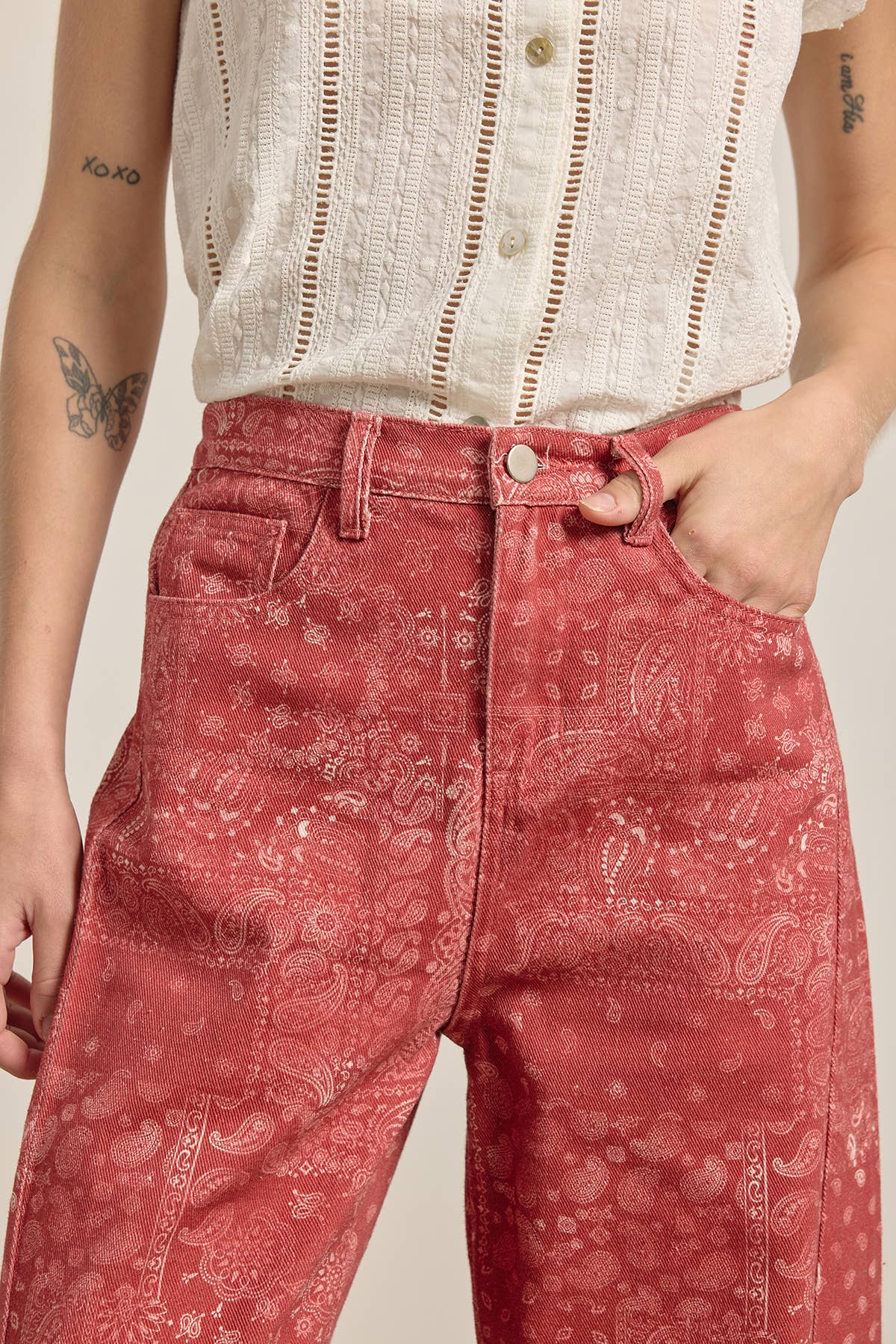 Washed Bandana Wide Leg Pants - Elle Maxine