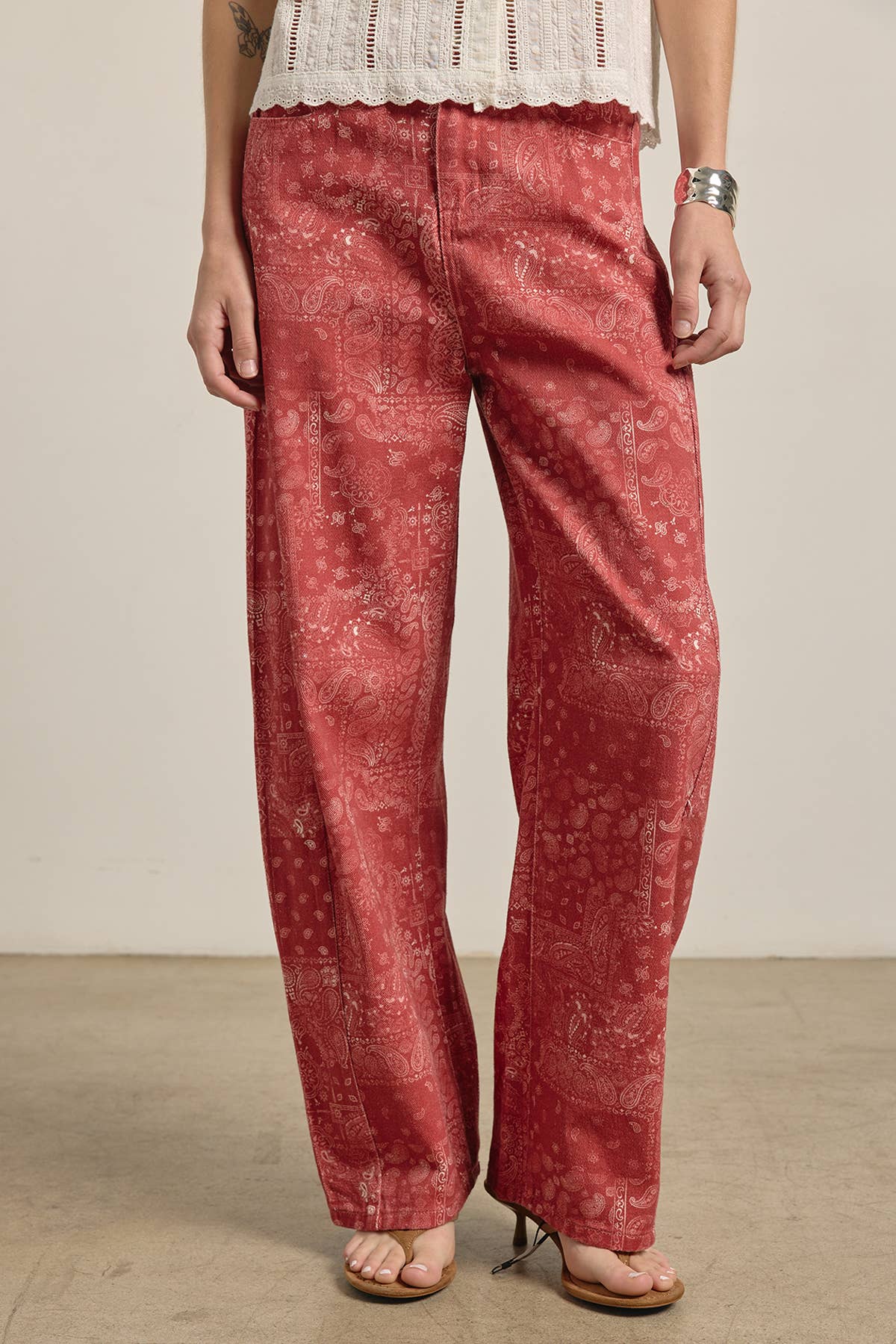 Washed Bandana Wide Leg Pants - Elle Maxine