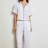 Whitney Whipstitch Gauze Pant- White - Elle Maxine