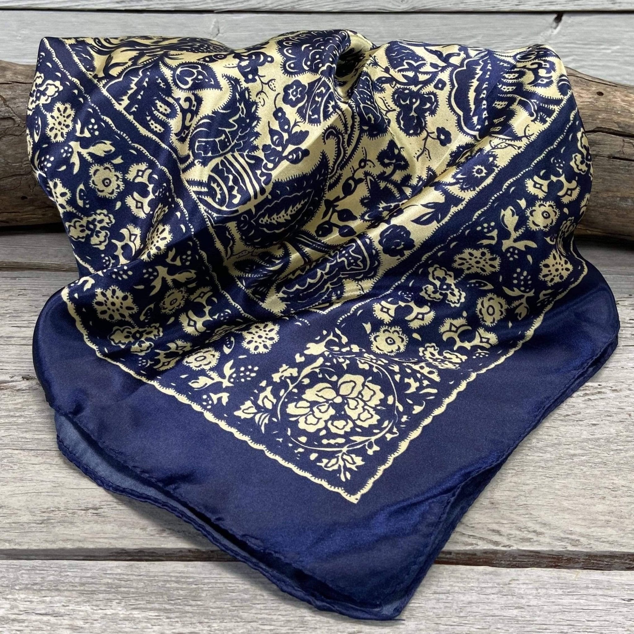 Wild Rag - Royal Blue & Cream Paisley - Elle Maxine