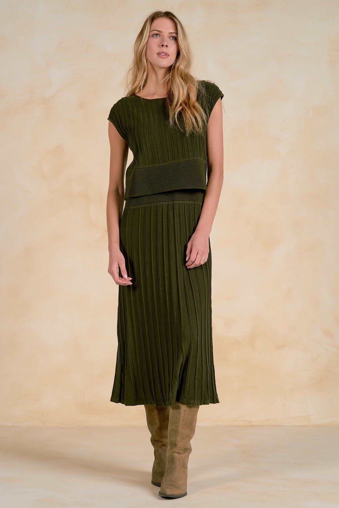 Willie Layered Knit Midi Dress - Elle Maxine