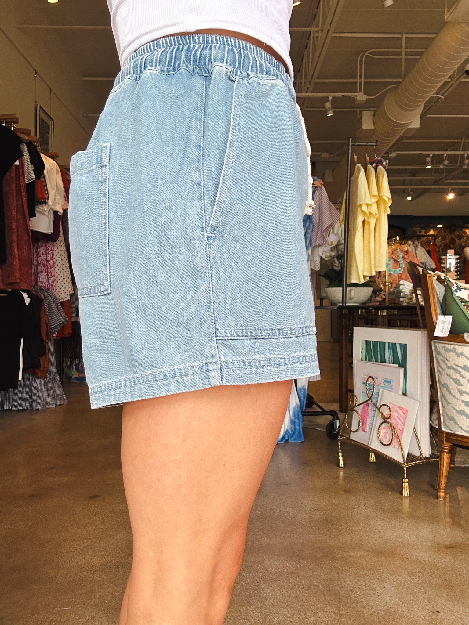 Woodrow Drawstring Denim Shorts - Elle Maxine
