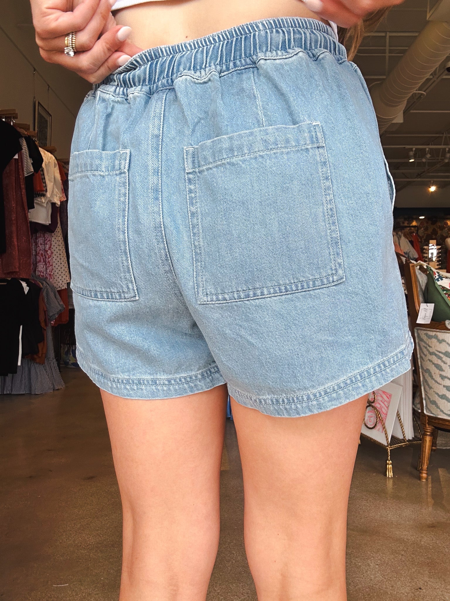 Woodrow Drawstring Denim Shorts - Elle Maxine