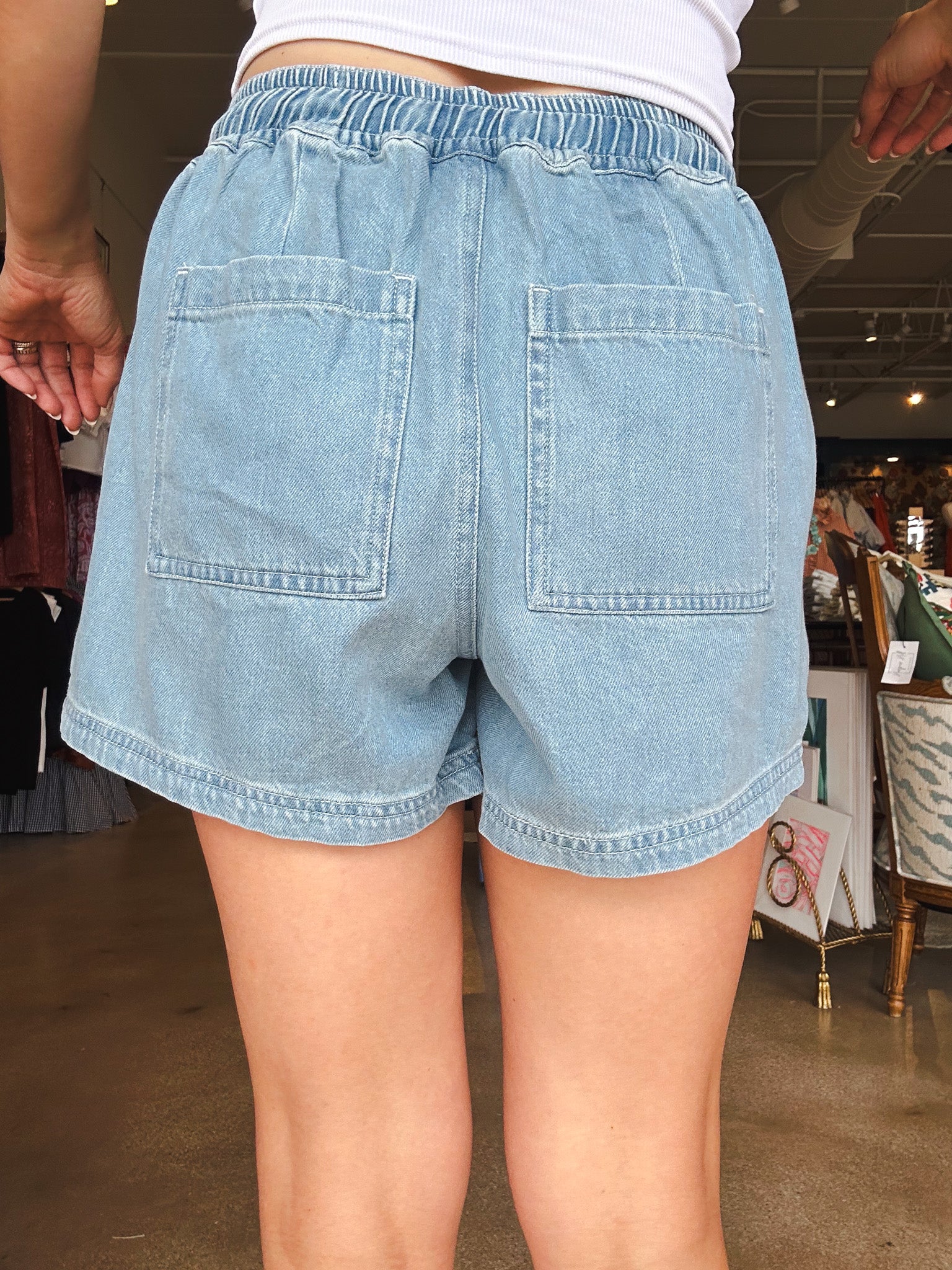 Woodrow Drawstring Denim Shorts - Elle Maxine