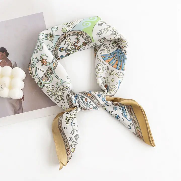 Yellow Floral Silk Square Scarf - Elle Maxine