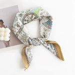 Yellow Floral Silk Square Scarf - Elle Maxine