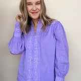 Yuna Embroidered Button Down Top - Elle Maxine