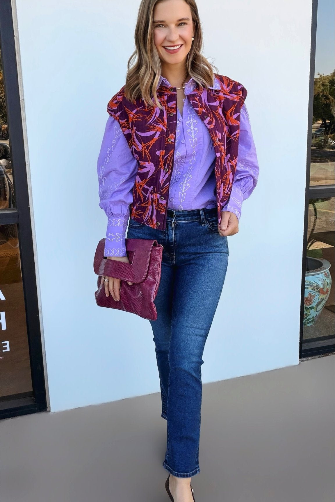 Yuna Embroidered Button Down Top - Elle Maxine
