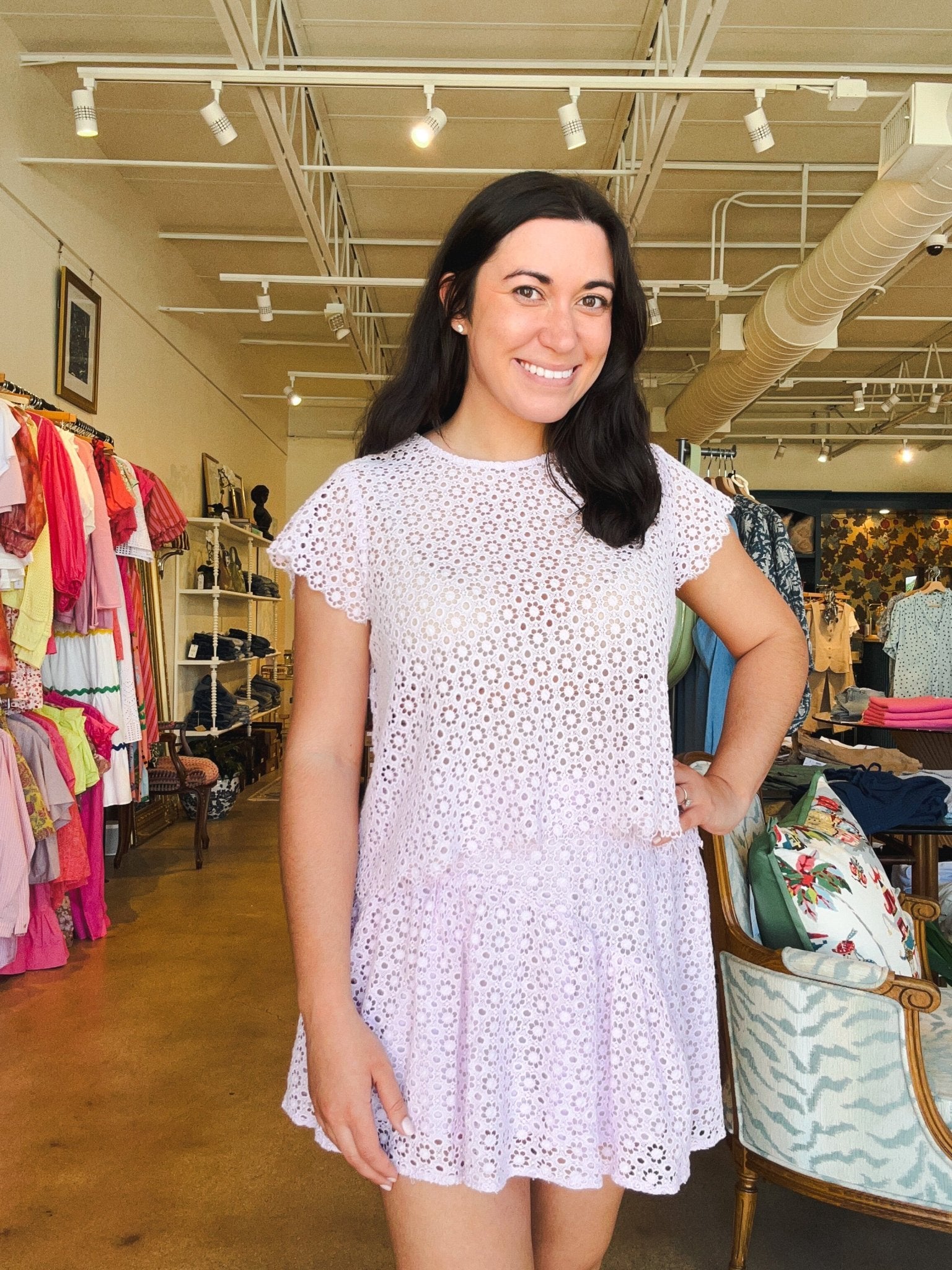Zasha Eyelet Top - Lavender - Elle Maxine